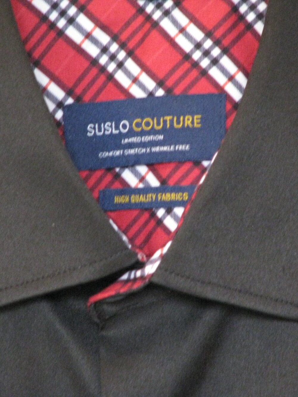 Suslo Couture Limited Edition Comfort Stretch Wrinkle Free Black Dress Shirt 2XL - Picture 4 of 9